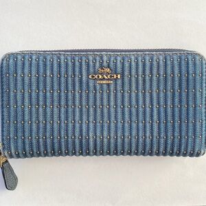 Coach Denim Studded Zip Wallet